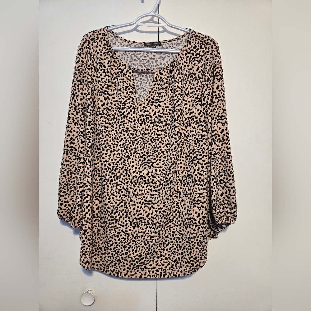 ❤️ Adrianna Papell Leopard Print V-Neck‎ Blouse